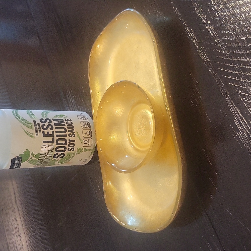 Sushi platter & Soy sauce bowl Gold color